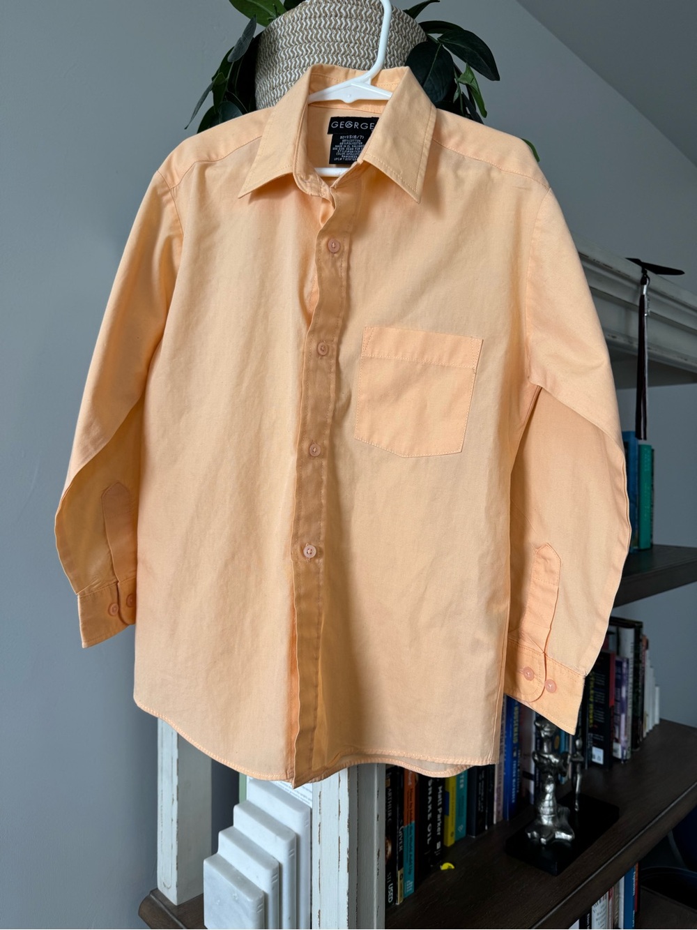 Kid’s George Peach Long-Sleeve Casual Button-Down Shirt
